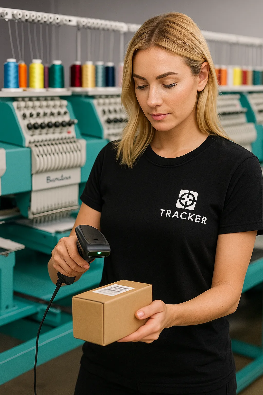 Tracker team member working in modern warehouse facility